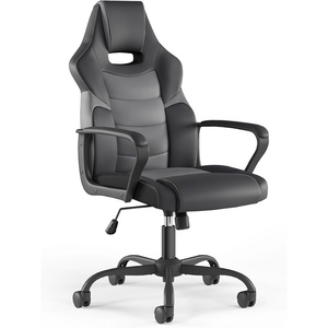 STAPLES Emerge Vector Luxura Faux Leather Gaming Chair, Black & Gray