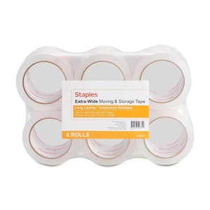 STAPLES Extra‑Wide Moving & Storage Packing Tape, 2.83” x 54.6 Yards, Clear — 12 Rolls/Carton (ST61010/52209VS)