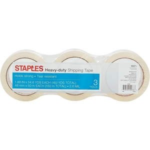 STAPLES Heavy‑Duty Shipping Packing Tape, 1.88” x 54.6 Yards — 6/Rolls(3 Pack)