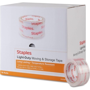STAPLES Lightweight Moving & Storage Packing Tape, 1.88” x 54.6 Yards — 36/Rolls(36 Pack)