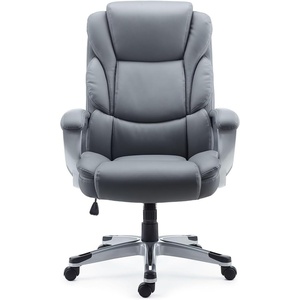 STAPLES Sorina Bonded Leather Chair – Adjustable Office Chair with Plush Padding, Provides Lumbar, Arm and Head Support, Perfect Desk Chair for The Modern Office(Grey)
