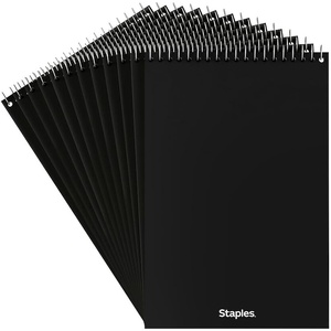 STAPLES Steno Notepads, 6” x 9”, Gregg Ruled, Top Wirebound, 80 Sheets, 12‑Pack(Green Paper)