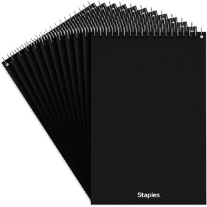 STAPLES Steno Notepads, 6” x 9”, Gregg Ruled, Top Wirebound, 80 Sheets, 12‑Pack(White Paper)