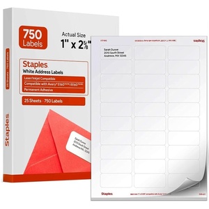 Staples 1″ x 2-5/8″ Address Labels, White – Easy-Peel Printable Laser & Inkjet Mailing Labels, 30 Labels per Sheet, 100-Pack(750 Labels)