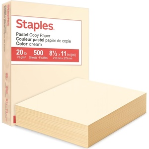 Staples 30% Recycled, 8.5 x 11 Inch, 20 lbs, 500-Sheets Pack, Blue, For Office, School & Home(Cream)