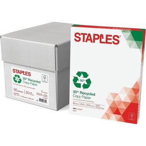 Staples 30% Recycled Copy Paper, 8 1/2″ x 11″, Case, For Office, School & Home(8.5” x 11”)