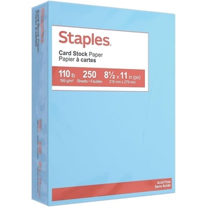 Staples Cardstock Paper 110 lbs 8.5-Inch x 11-Inch Ivory 250/Pack, For Office, School & Home(Blue)
