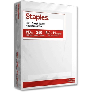 Staples Cardstock Paper 110 lbs 8.5-Inch x 11-Inch Ivory 250/Pack, For Office, School & Home(White)