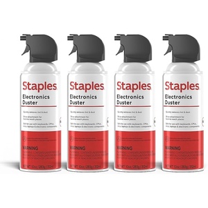 Staples Compressed Air Duster – 10 oz. Can for Electronics, Keyboards & Office Devices(4)