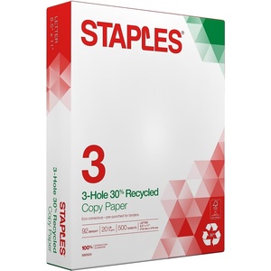 Staples Copy Paper, 8 1/2″ x 11″, 3 Hole Punched, Case, For Office, School & Home(500 Sheets)