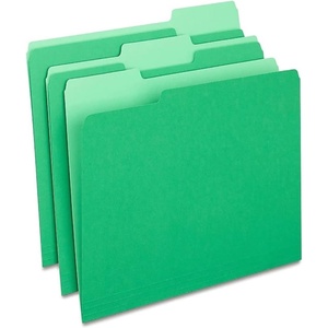 Staples File Folders, Letter Size, 1/3‑Cut Tabs, Assorted Colors, Durable 10.5‑Point Paper Stock, 100/Pack(Green)