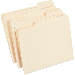 Staples File Folders, Letter Size, 1/3‑Cut Tabs, Assorted Colors, Durable 10.5‑Point Paper Stock, 100/Pack(Manila)