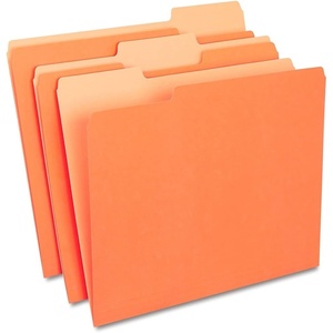 Staples File Folders, Letter Size, 1/3‑Cut Tabs, Assorted Colors, Durable 10.5‑Point Paper Stock, 100/Pack(Orange)
