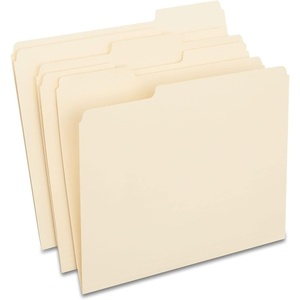 Staples File Folders, Letter Size, 1/3‑Cut Tabs, Assorted Positions, Manila, Durable Paper Stock, 100/Pack