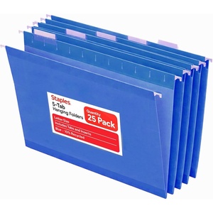 Staples Hanging File Folders, Letter Size, Purple, 1/5‑Cut Tabs, Tear‑Resistant, Includes Tabs & Inserts – 25/Pack(Blue)