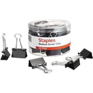 Staples Medium Binder Clips, 0.63″ Capacity, Black, 144 Clips/Pack (ST32003)(24 Pack)