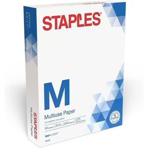 Staples Multiuse 8.5-Inch X 11-Inch Copy Paper 20 Lbs 94 Brightness 500/Rm 5 Rm/Ct(500 Sheets)