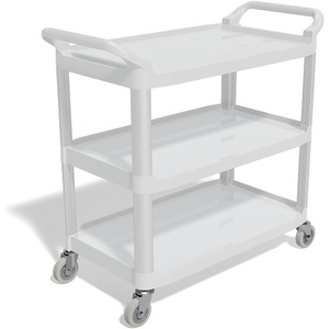 Staples Plastic Utility Cart with Wheels, Gray Lightweight Rolling Utility Cart for Office Home and Storage Use