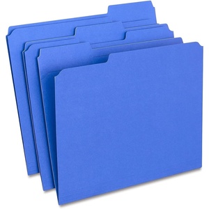 Staples Reinforced File Folders, Letter Size, 1/3‑Cut Tabs, Assorted Colors, Heavy‑Duty 10.5‑Point Stock, 100/Box(Blue)