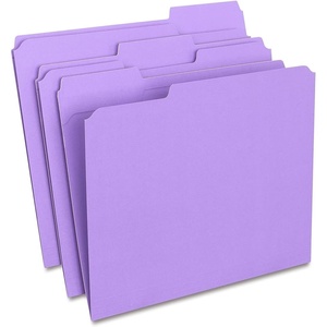 Staples Reinforced File Folders, Letter Size, 1/3‑Cut Tabs, Assorted Colors, Heavy‑Duty 10.5‑Point Stock, 100/Box(Purple)