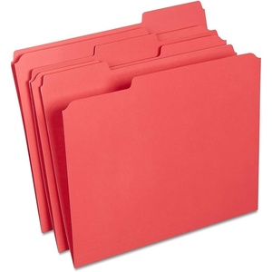 Staples Reinforced File Folders, Letter Size, 1/3‑Cut Tabs, Assorted Colors, Heavy‑Duty 10.5‑Point Stock, 100/Box(Red)
