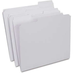 Staples Reinforced File Folders, Letter Size, 1/3‑Cut Tabs, Assorted Colors, Heavy‑Duty 10.5‑Point Stock, 100/Box(White)