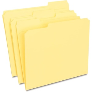 Staples Reinforced File Folders, Letter Size, 1/3‑Cut Tabs, Assorted Colors, Heavy‑Duty 10.5‑Point Stock, 100/Box(Yellow)