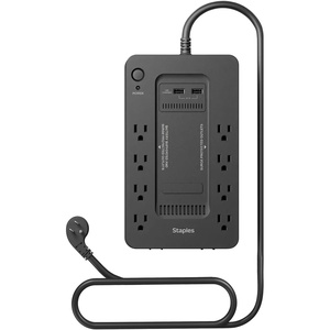 Staples TECH 650VA UPS Battery Backup with 8 Outlets – Standby Power Supply & Surge Protection for Computers, Routers & Home Office Electronics, Black