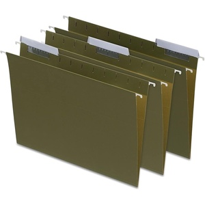 TRU RED Hanging File Folders, Letter Size, 5‑Tab, Standard Green, Heavy‑Duty Construction – 250/Box(3-Tab)