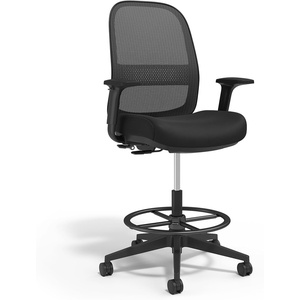 Workplace 2.0 Drafting Stool, Mesh, Ergonomic, Lumbar Support, Adjustable Height, Black(Fabric)